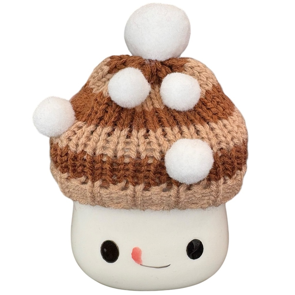 Adorable Marshmallow Mug with Snowball Brown Knit Hat